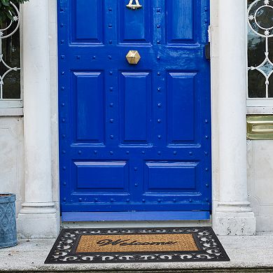 Achim Fleur-de-Lis Wrought Iron Look Rubber Doormat - 18'' x 30''