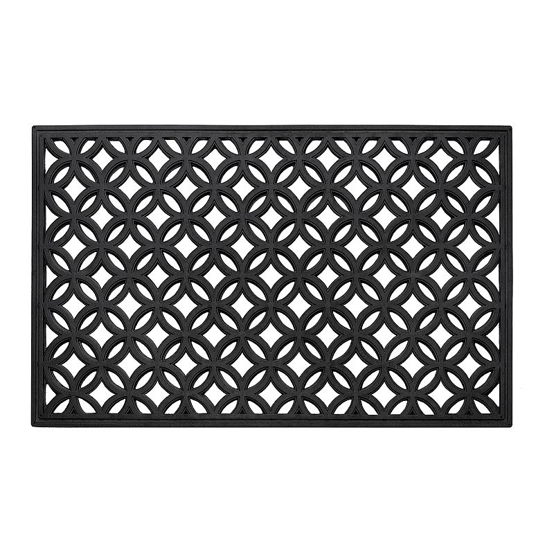 Achim Diamond Geo Wrought Iron Look Rubber Doormat - 18 x 30, Black, 18