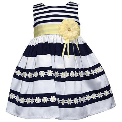 Toddler Girl Blueberi Boulevard Striped Daisy Dress & Cardigan Set