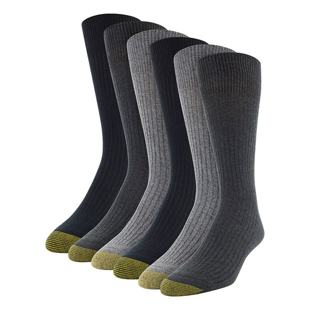 GOLDTOE Men's 6-pack Stanton Crew Socks - Earth Multi - Size 10-13