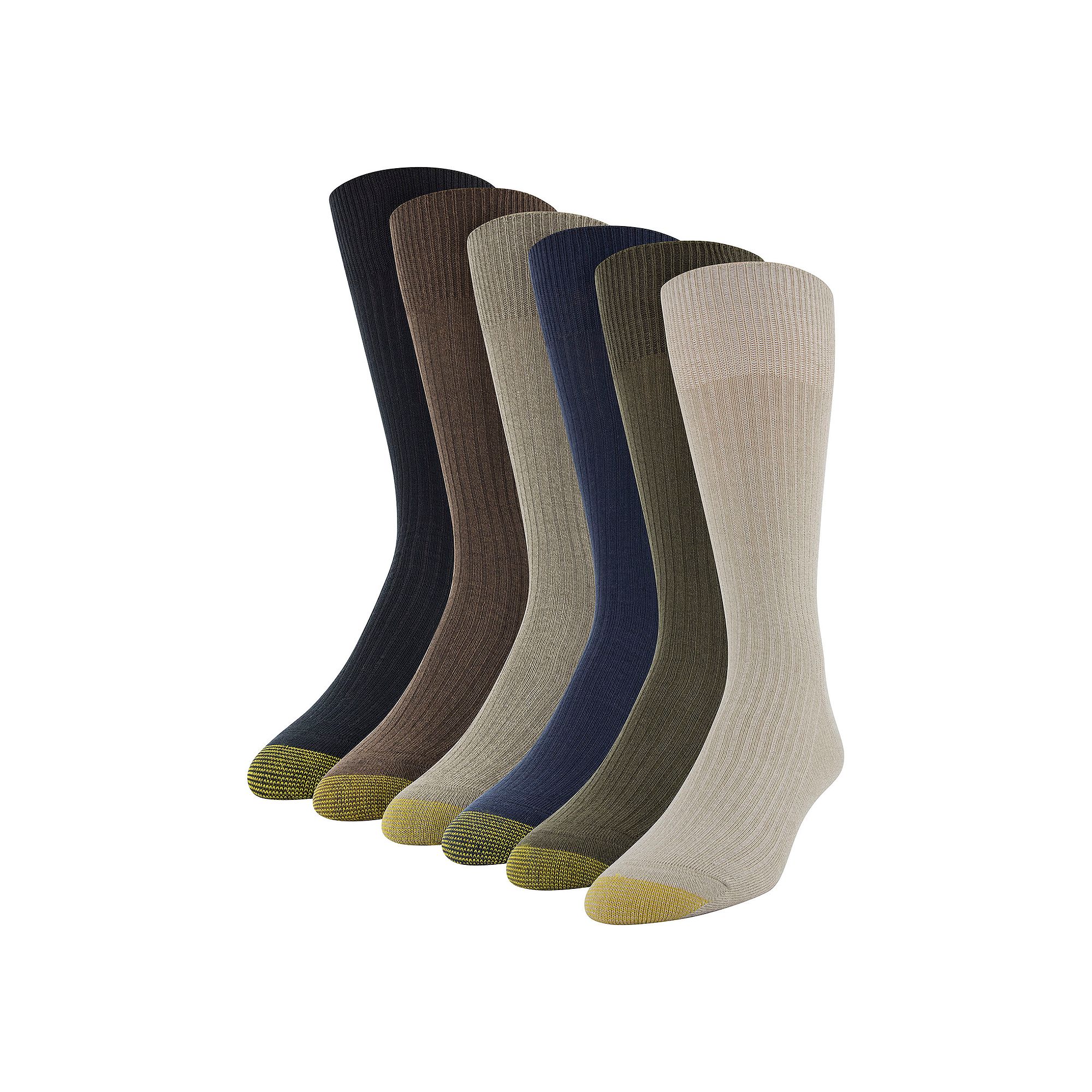 Mens GOLDTOE® 6-pack Stanton Crew Socks, Size: 6-12, Khaki Grey