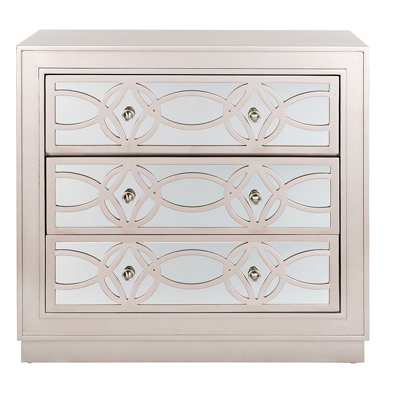 SAFAVIEH Catalina 3-Drawer Chest Champagne / Mirror