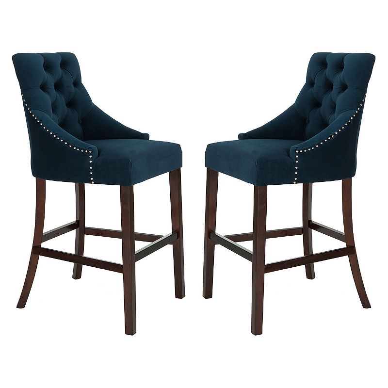 Safavieh Eleni 30 in. H Tufted Wing Back Bar Stool with Ring  Set of 2