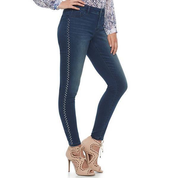 Women's Jennifer Lopez Embellished Midrise Skinny Jeans