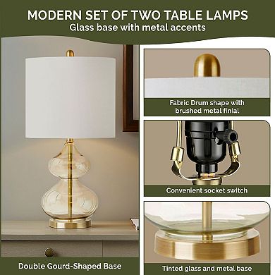 510 Design Ellipse Curved Glass Table Lamp 2-piece Set