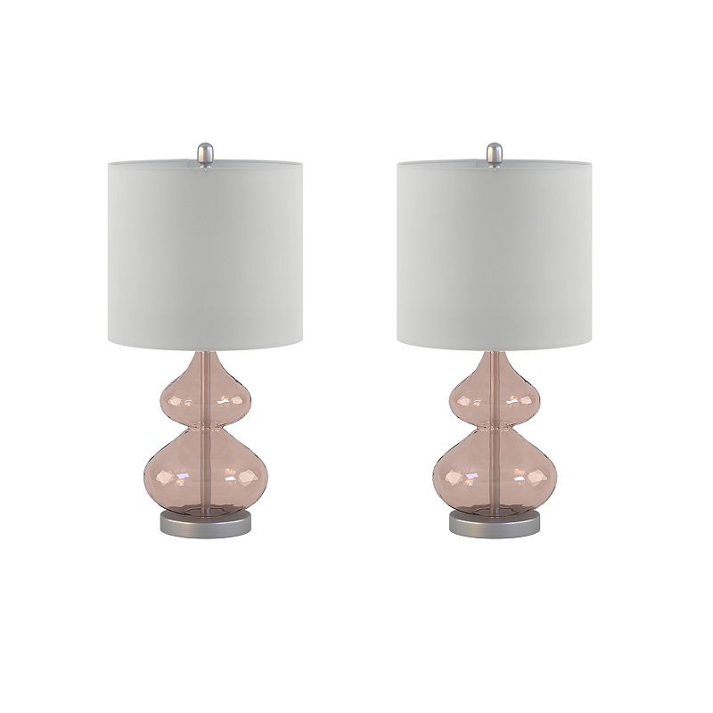 510 Design Ellipse Curved Glass Table Lamp 2-piece Set, Pink