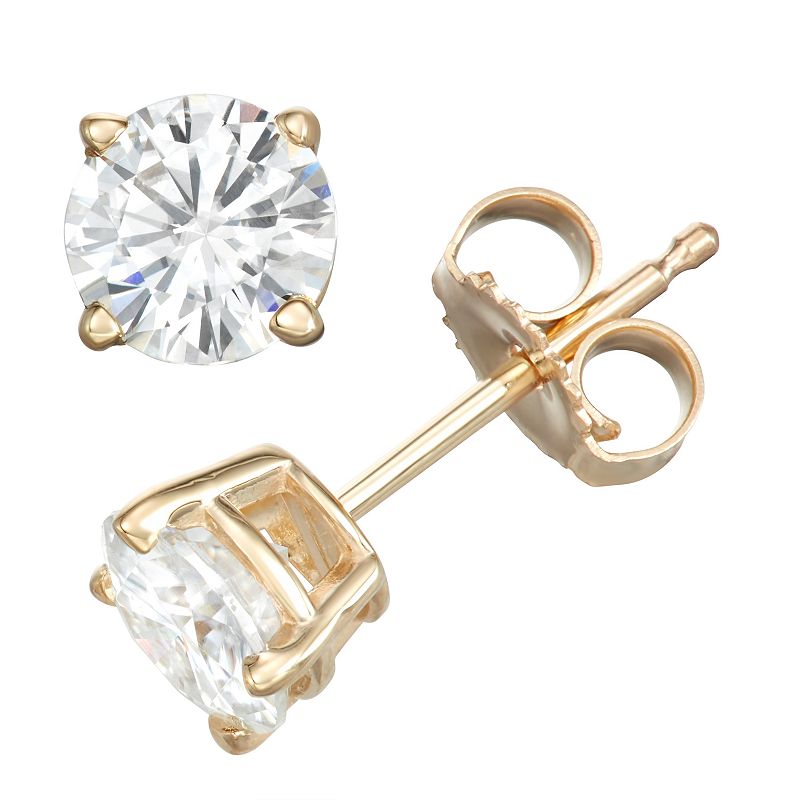 14k Gold 1 Carat T.W. Lab-Created Moissanite Solitaire Stud Earrings, Women