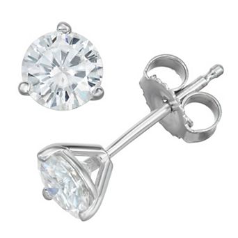 Charles & Colvard 14k Gold 1 Carat T.W. Lab-Created Moissanite Solitaire 3-Prong Stud Earrings