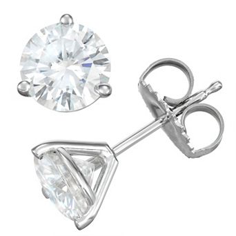 Charles & Colvard 14K White Gold 2 C.T. T.W. Lab-Created Moissanite Solitaire 3-Prong Stud Earrings