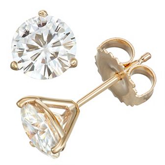 Charles & Colvard 14K White Gold 2 C.T. T.W. Lab-Created Moissanite Solitaire 3-Prong Stud Earrings