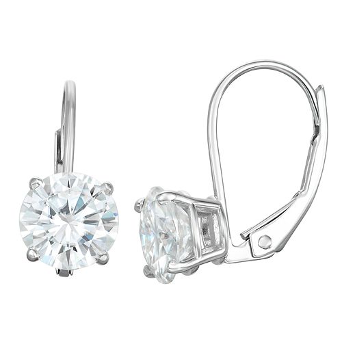 14K Gold 1 Carat T.W. Solitaire LabCreated Moissanite Leverback Earrings