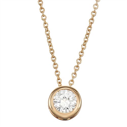 14k Gold 1/2 Carat T.W. LabCreated Moissanite Bezel Solitaire Pendant