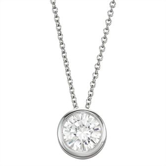 Charles & Colvard 14k Gold 1 Carat T.W. Lab-Created Moissanite Bezel Solitaire Pendant Necklace