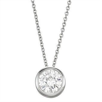 Charles & Colvard 14k Gold 1 Carat T.W. Lab-Created Moissanite Bezel Solitaire Pendant Necklace