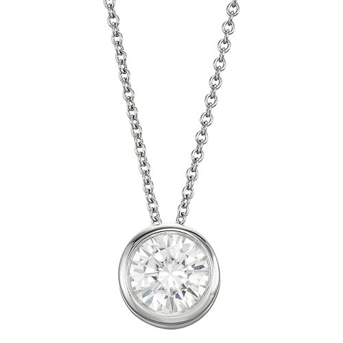 14k Gold 1 Carat T.W. LabCreated Moissanite Bezel Solitaire Pendant
