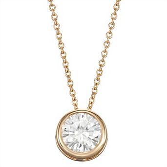 Charles & Colvard 14k Gold 1 Carat T.W. Lab-Created Moissanite Bezel Solitaire Pendant Necklace
