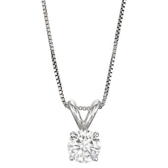 Charles & Colvard 14k Gold 1/2 Carat T.W. Lab-Created Moissanite Solitaire Pendant Necklace