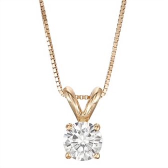 Charles & Colvard 14k Gold 1/2 Carat T.W. Lab-Created Moissanite Solitaire Pendant Necklace