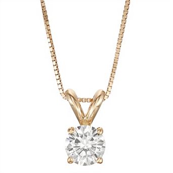 Charles & Colvard 14k Gold 1/2 Carat T.W. Lab-Created Moissanite Solitaire Pendant Necklace