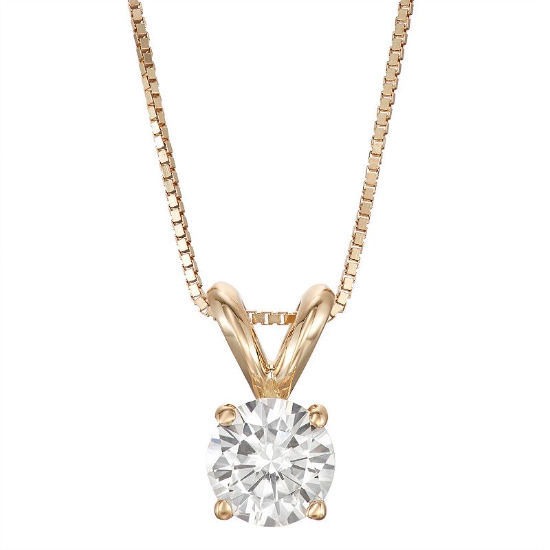 14k Gold 1/2 Carat T.W. Lab-Created Moissanite Solitaire Pendant Necklace, 