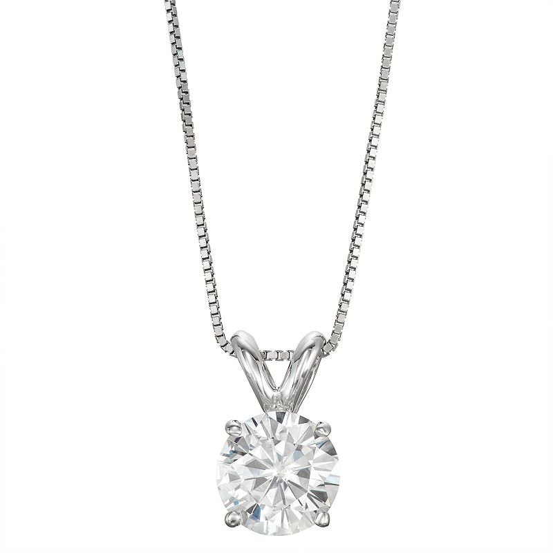 14k Gold 1 Carat T.W. Lab-Created Moissanite Solitaire Pendant Necklace, Wo