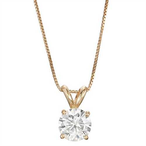 14k Gold 1 Carat T.W. LabCreated Moissanite Solitaire Pendant Necklace