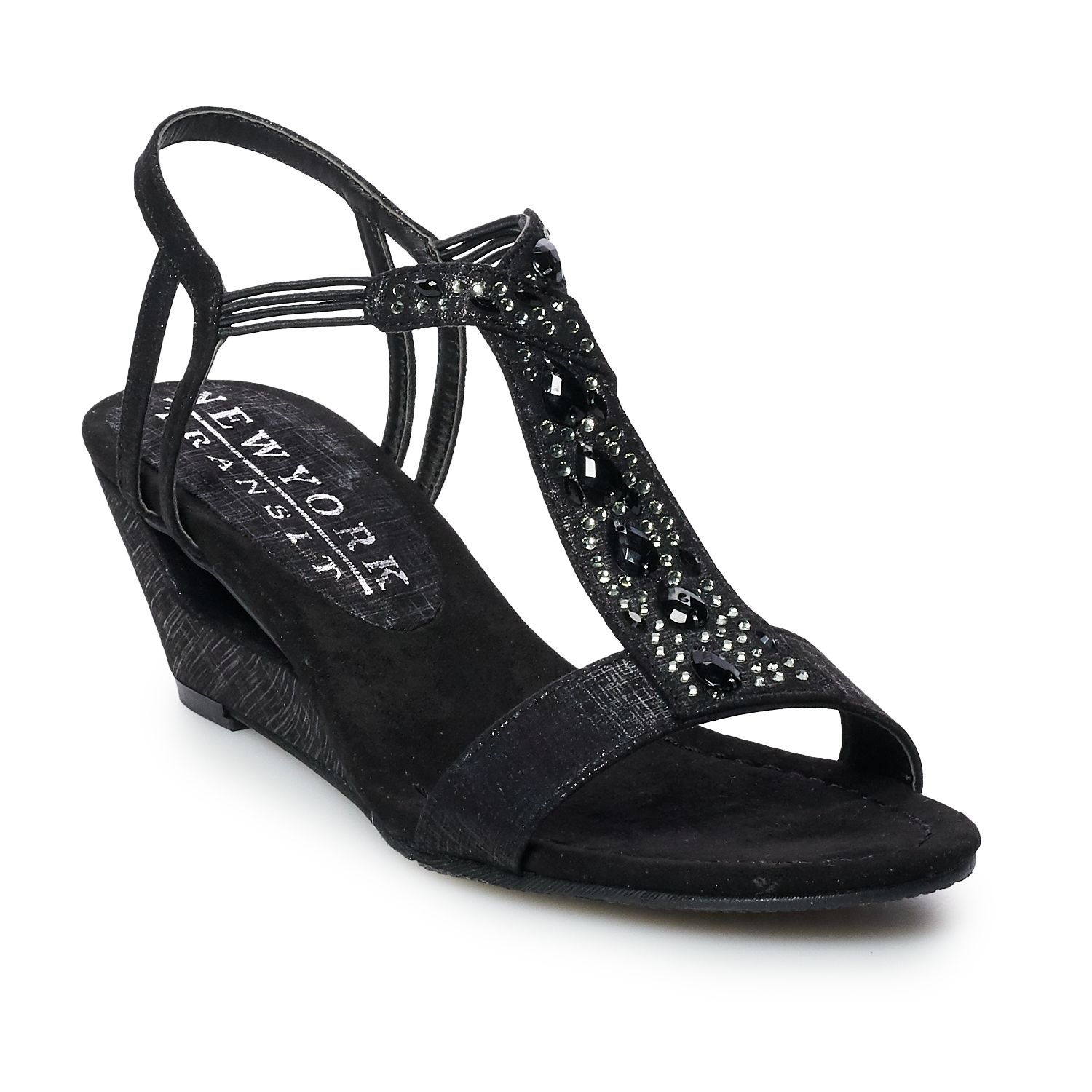 new york transit black wedge sandals