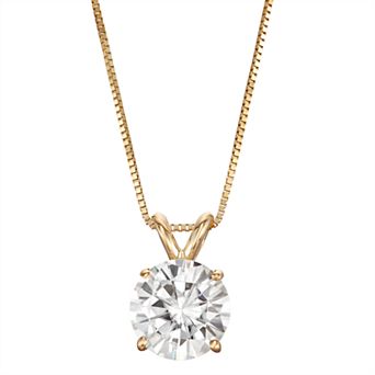 14k Gold 1 9/10 Carat T.W. Lab-Created Moissanite Solitaire Pendant Necklace
