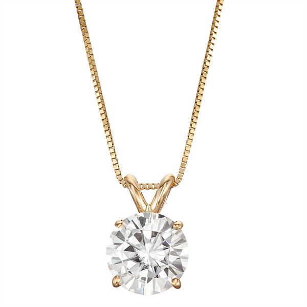 14k Gold 1 9/10 Carat T.W. Lab-Created Moissanite Solitaire Pendant ...