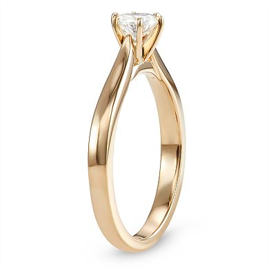 14K Gold 1/2 Carat T.W. Lab-Created Moissanite 6-Prong Solitaire Ring