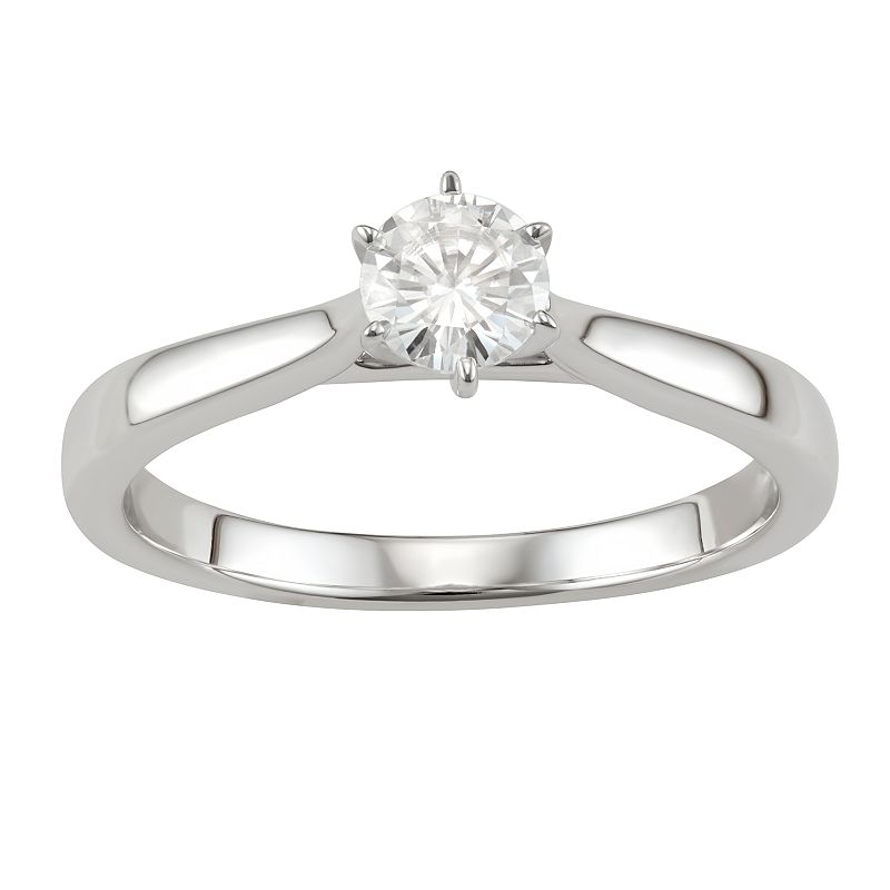 14K Gold 1/2 Carat T.W. Lab-Created Moissanite 6-Prong Solitaire Ring, Wome