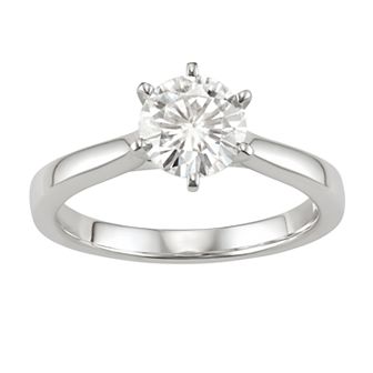 14K Gold 1 Carat T.W. Lab-Created Moissanite 6-Prong Solitaire Ring