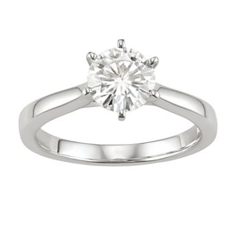 14K Gold 1 Carat T.W. Lab-Created Moissanite 6-Prong Solitaire Ring