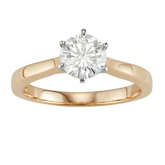 14K Gold 1 Carat T.W. Lab-Created Moissanite 6-Prong Solitaire Ring