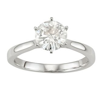 14k Gold 1 1/2 Carat T.W. Lab-Created Moissanite 6-Prong Solitaire Ring