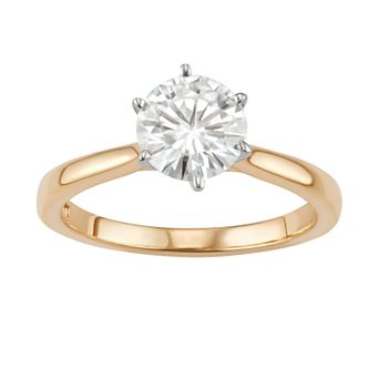 14k Gold 1 1/2 Carat T.W. Lab-Created Moissanite 6-Prong Solitaire Ring