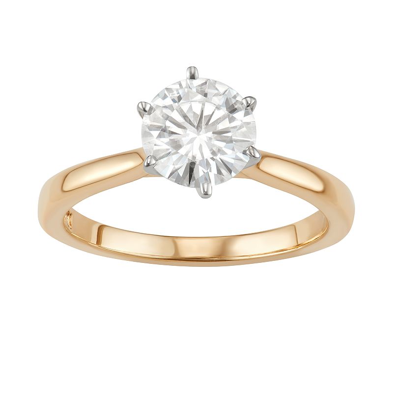 14k Gold 1 1/2 Carat T.W. Lab-Created Moissanite 6-Prong Solitaire Ring, Wo