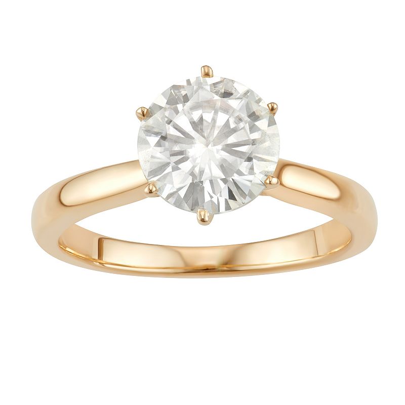 14k Gold 1 9/10 Carat T.W. Lab-Created Moissanite 6-Prong Solitaire Ring, W