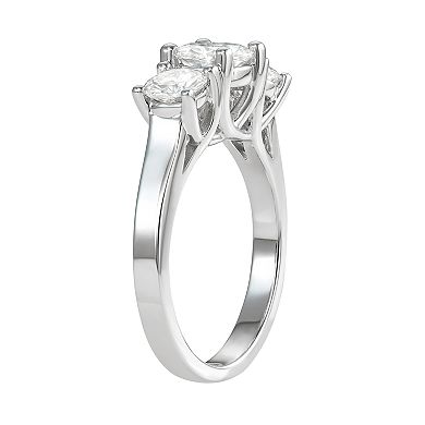 14k Gold 2 Carat T.W. Lab-Created Moissanite Three-Stone Ring