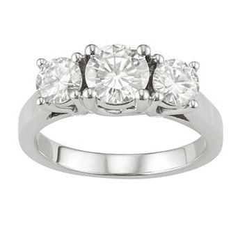 14k Gold 2 Carat T.W. Lab-Created Moissanite Three-Stone Ring
