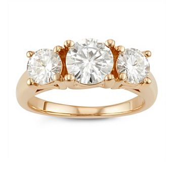 14k Gold 2 Carat T.W. Lab-Created Moissanite Three-Stone Ring