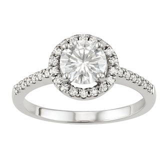 14k Gold 1 1/3 Carat T.W. Lab-Created Moissanite Round Halo Ring