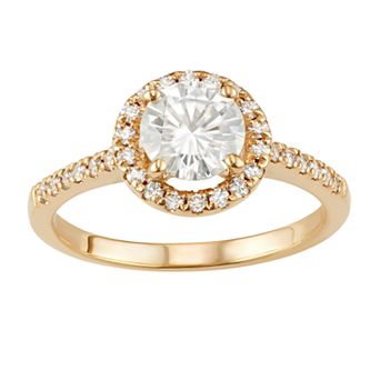 14k Gold 1 1/3 Carat T.W. Lab-Created Moissanite Round Halo Ring