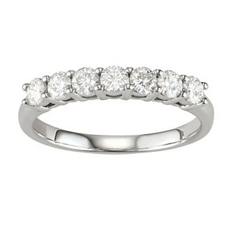 14k Gold 3/4 Carat T.W. Lab-Created Moissanite 7-Stone Wedding Band