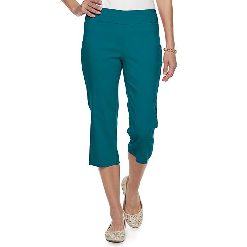 Women's Dana Buchman Embroidered Pull-On Mid-Rise Capris