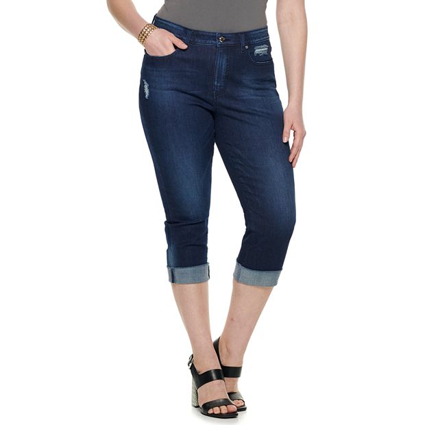 Jennifer Lopez Womens Black Capri Jeans Mid Rise 5 Pockets Plus Size 26w  for sale online