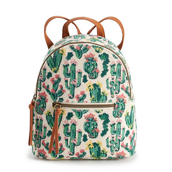 Southwestern Cactus Print Mini Backpack Purse Bag For Women Teenagers Juniors 