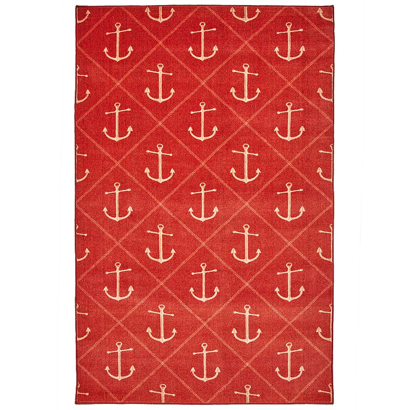 Mohawk Home Prismatic Anchors EverStrand Rug, Red, 5X8 Ft