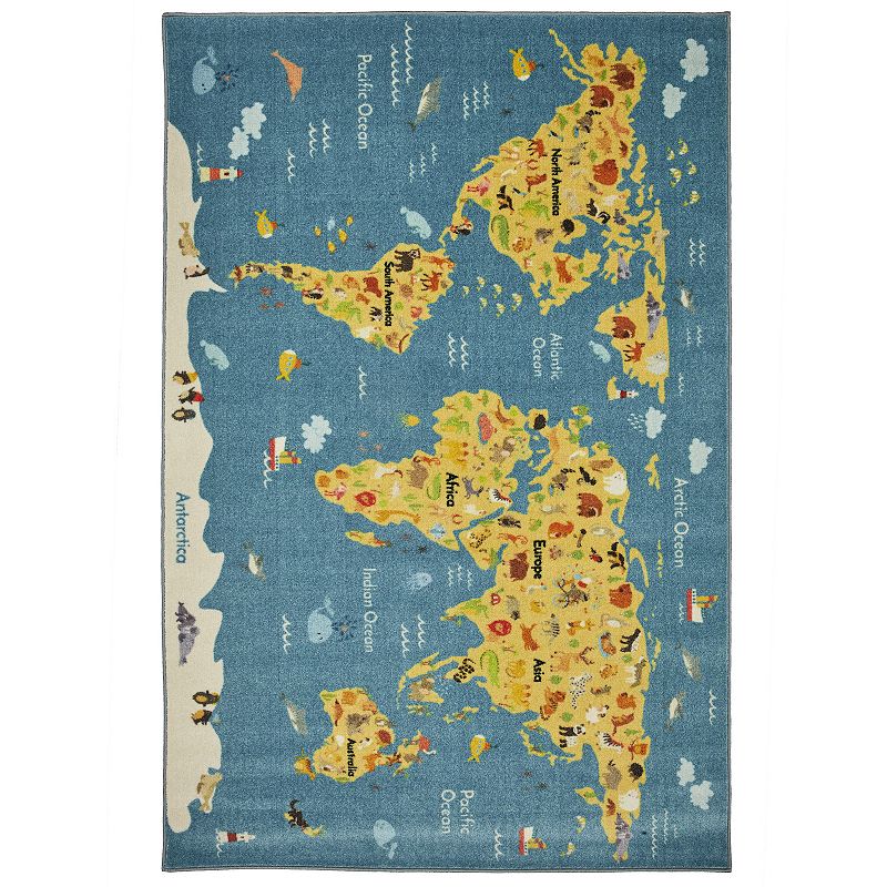 Mohawk Home Kids Interactive Prismatic Animal Map EverStrand Rug, Multicolor, 3X5 Ft