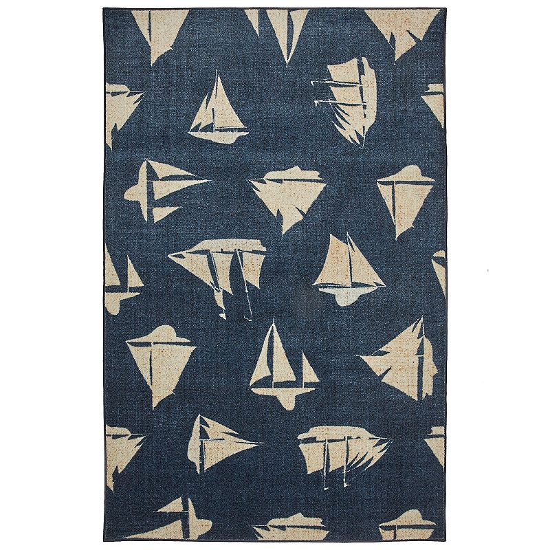 Mohawk Home Prismatic Blue Boats EverStrand Rug, 5X8 Ft